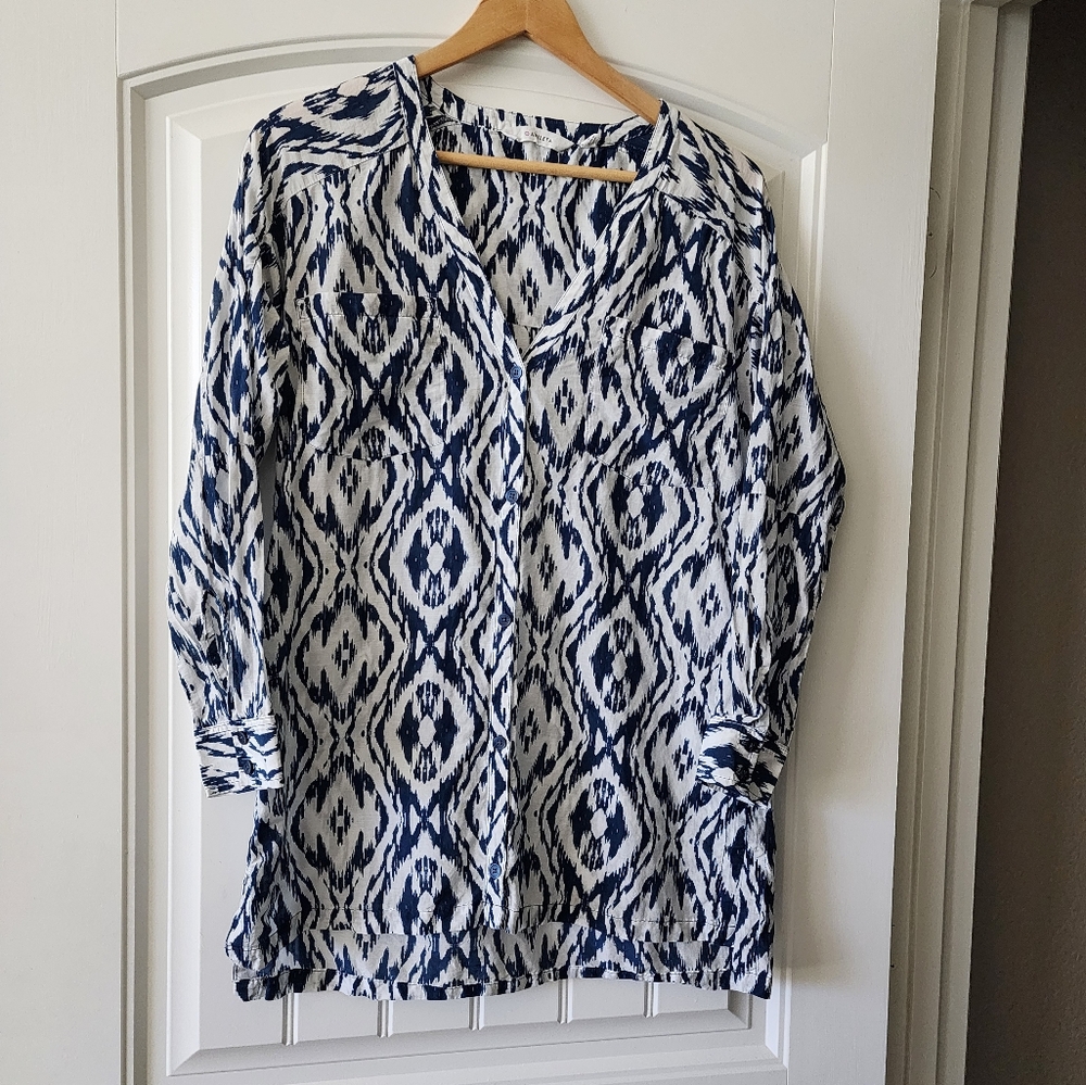 Athleta Women's Size SMALL Ikat Print Cotton Silk Swim Cover Up Tunic